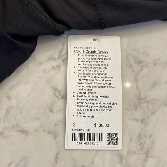 NWT Lululemon Court Crush Dress Size 2 Black Exercise Dress - Picture 10 of 10